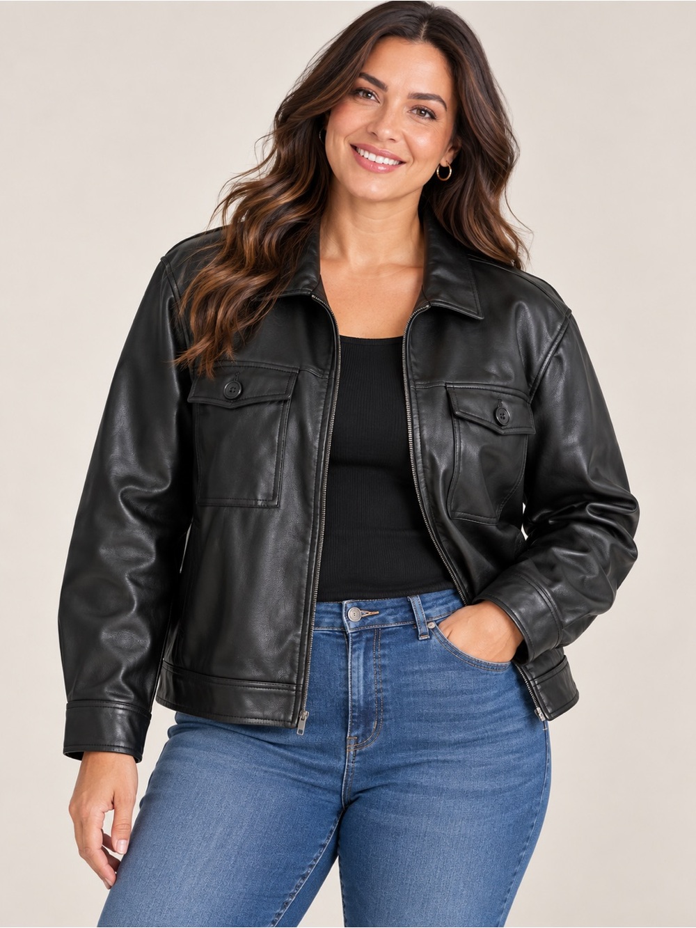 🎉5 for $45🎉 Time and tru faux leather jacket size XL 16/18